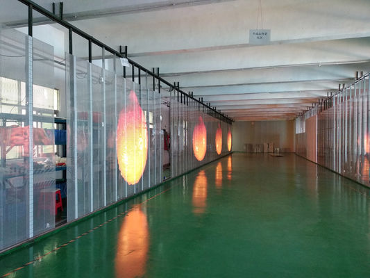 Commercial advertising P7.81 outdoor transparent led display Hanging Or Stacking Installation