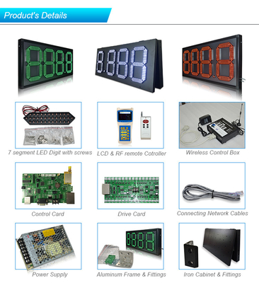 RS485 5000mcd 24in Led Gas Station Signs Iron Cabinet